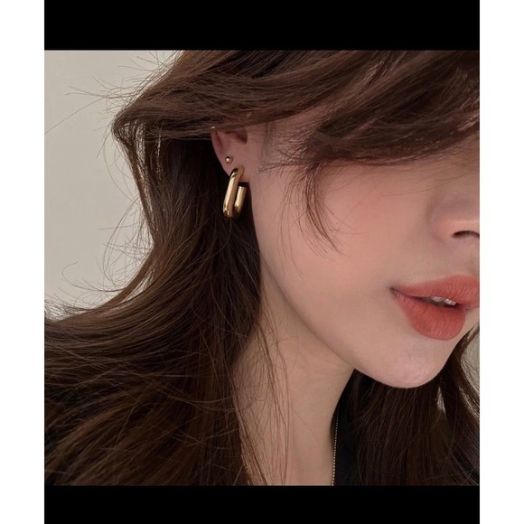 Round Planting Stainless Steel 18K gold plated Hoop Earrings - Picture 6 of 6